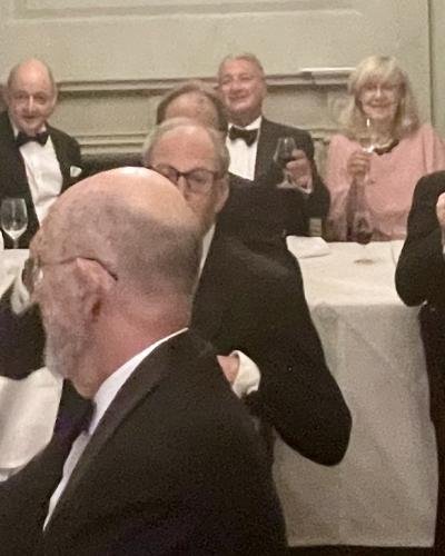 Group Toast' with Maria Harwood sitting next to Alexandre Demidoff