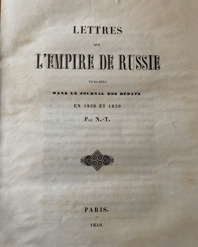 Lettres sur L'Empire de Russie, Ex Libris Villa di San Donato
